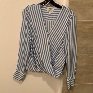 & Other Stories Striped Long Sleeve Faux Wrap Top